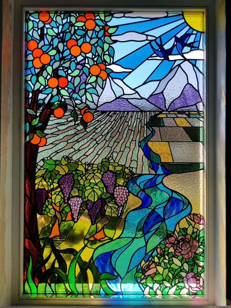 The stained glass designs shown in this section were designed and made by me during my employment at Coriander Stained Glass Studio. All copyright and intellectual property rights relating to these works belong to Coriander Stained Glass Studio. The image