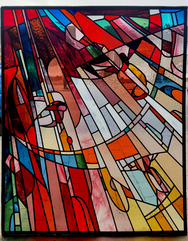 The stained glass designs shown in this section were designed and made by me during my employment at Coriander Stained Glass Studio. All copyright and intellectual property rights relating to these works belong to Coriander Stained Glass Studio. The image